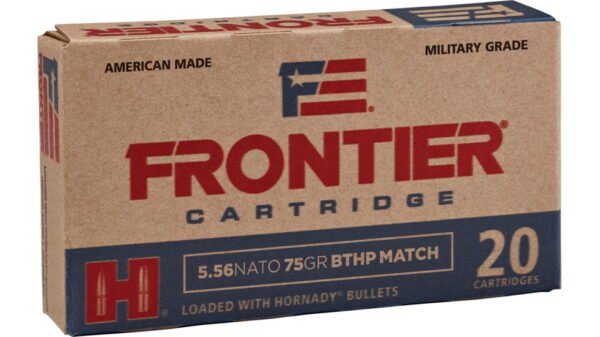 opplanet hornady frontier rifle ammo 5 56x45mm nato boat tail hollow point 75 grain 20 rounds box fr320 main 1