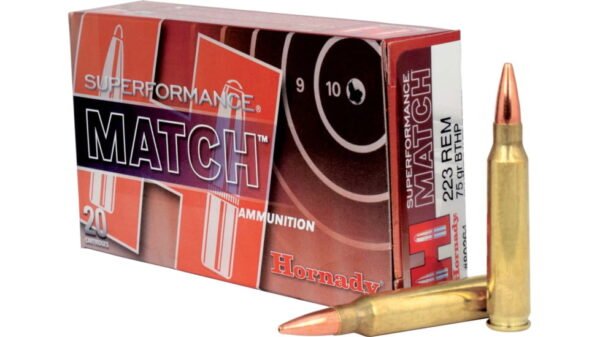 opplanet hornady superformance match rifle ammo 223 remington boat tail hollow point 75 grain 20 rounds box 80264 main 1